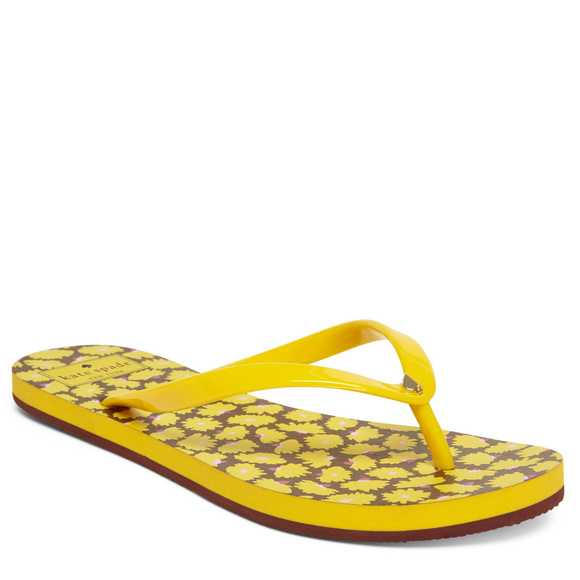 KATE SPADE Yellow Printed Flip Flops - Picture 1 of 3